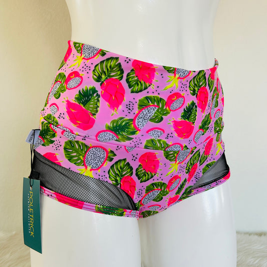 Kiara Mesh High Waist Shorts – Dragon Fruit Print